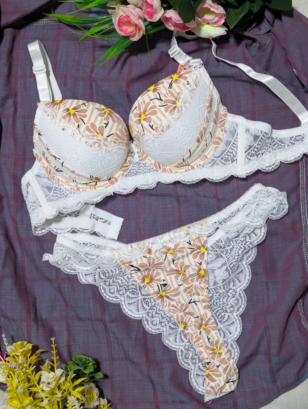 Elegant Floral net Push-Up Bra Set – Bridal Lingerie