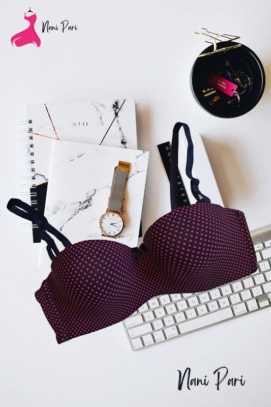 IMPORTED THIN PAD HALF CUP POLKA DOT BRA