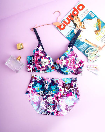 Floral Design Bra & Panty Set Imported