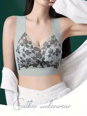 Elegant Floral Lace Wireless Bra for Women