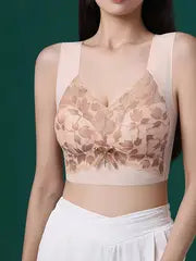 Elegant Floral Lace Wireless Bra for Women