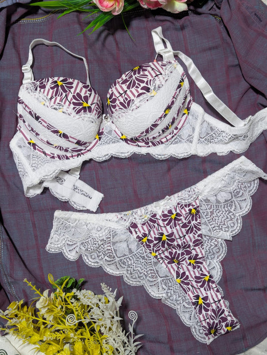 Elegant Floral net Push-Up Bra Set – Bridal Lingerie