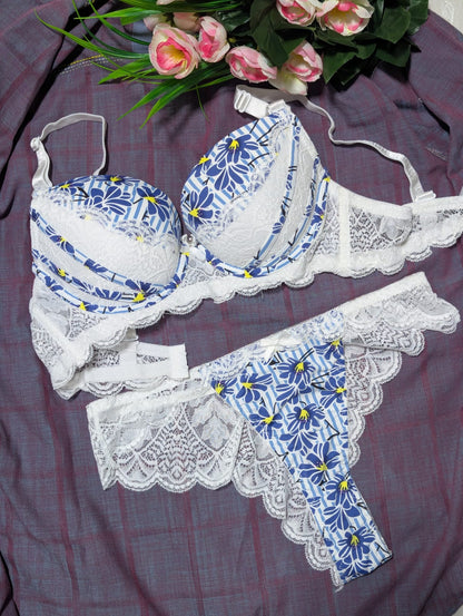 Elegant Floral net Push-Up Bra Set – Bridal Lingerie