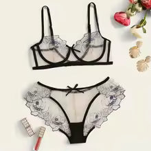 Imported elegance with the Lace Bloom Bra & Panty Set