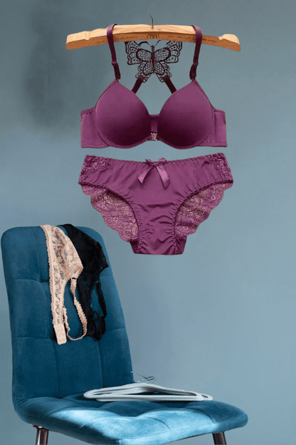 Butterfly Front Open Push Up Bra & Panty Set