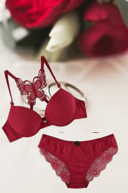 Butterfly Front Open Push Up Bra & Panty Set