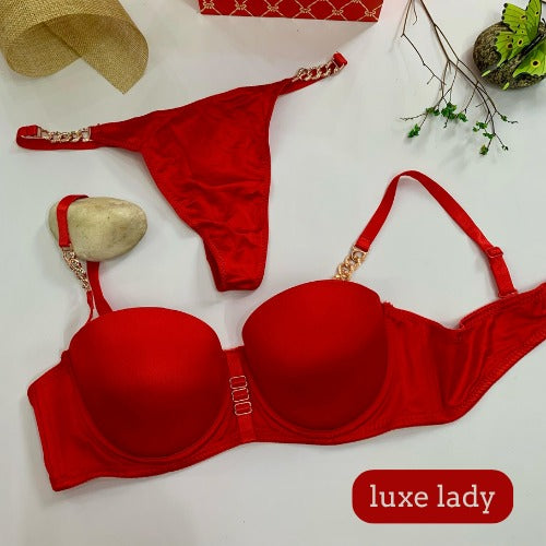 LOOP BUCKLE THIN PAD BRA SET SILK STUFF